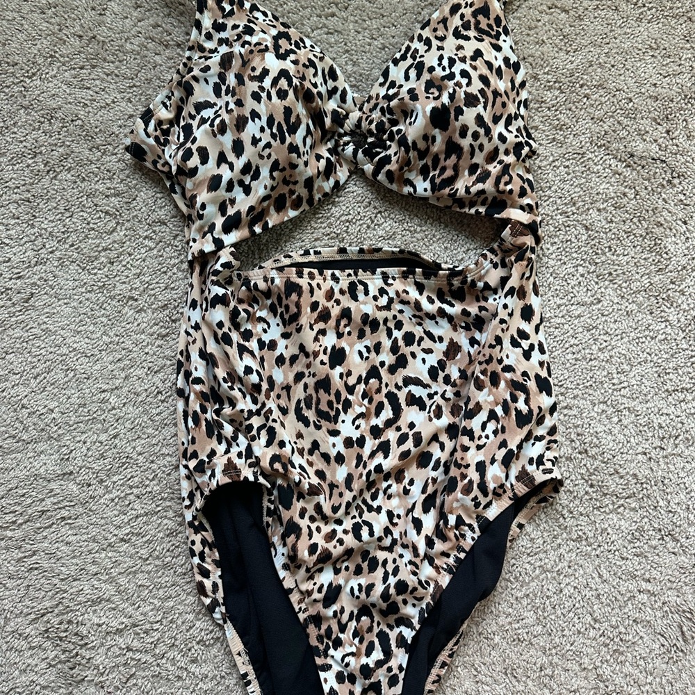Leopard Print Cutout Swimsuit